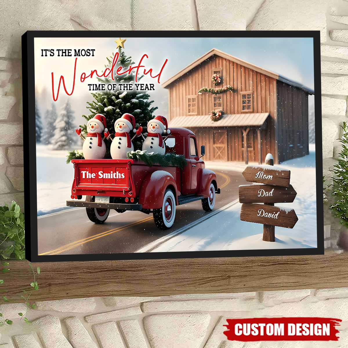 Rustic Christmas Family - Personalized Family Canvas And Poster