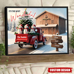 Rustic Christmas Family - Personalized Family Canvas And Poster