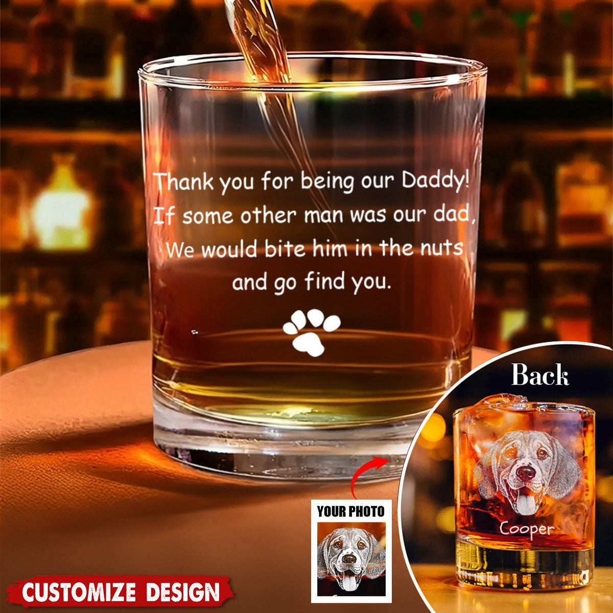 Thank You For Being My Daddy-Personalized Whiskey Glass-Father's Day Gift