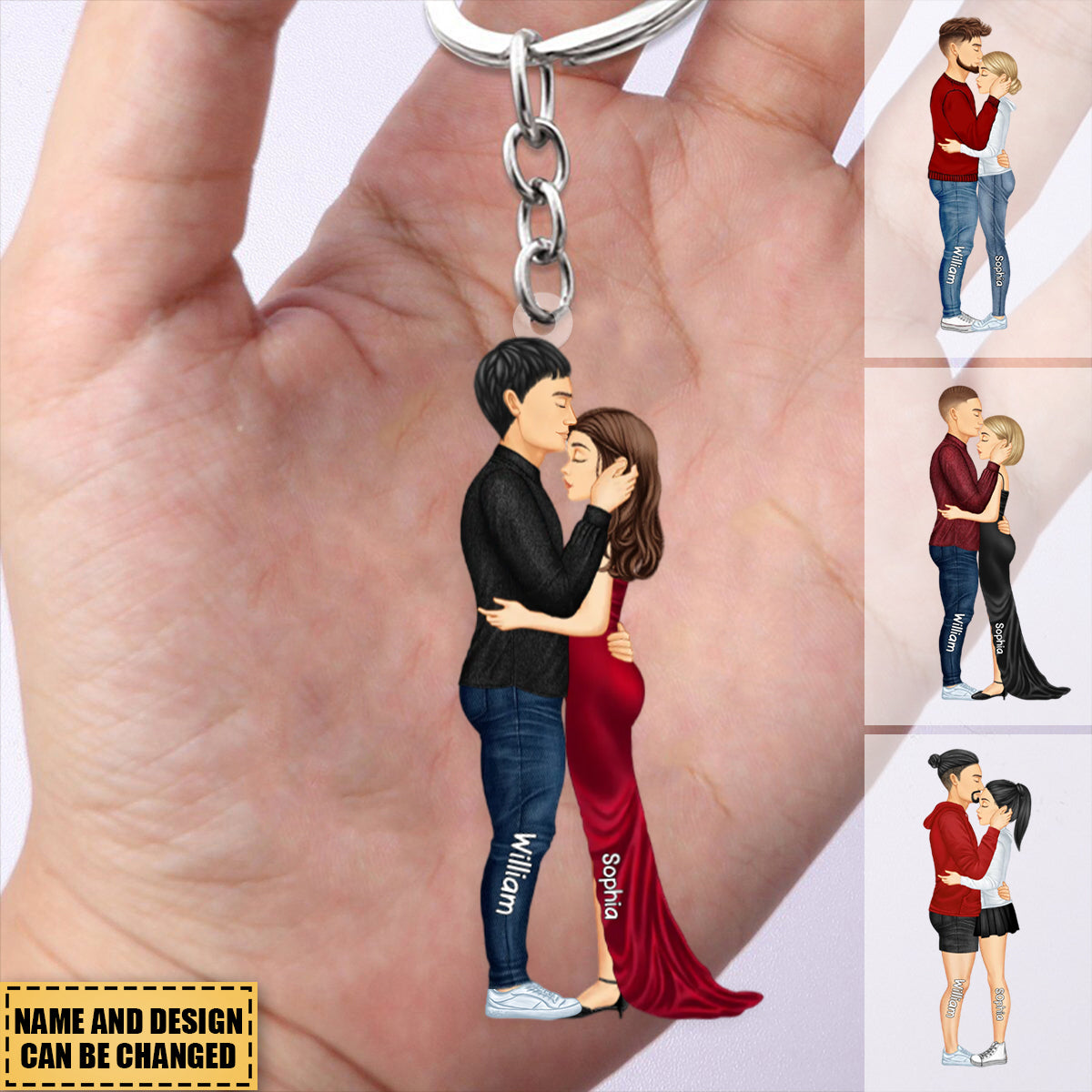 Customizable Couple Keychains Personalized Hugging Couple Keychain - Gift For Couple - V2 - roadsir