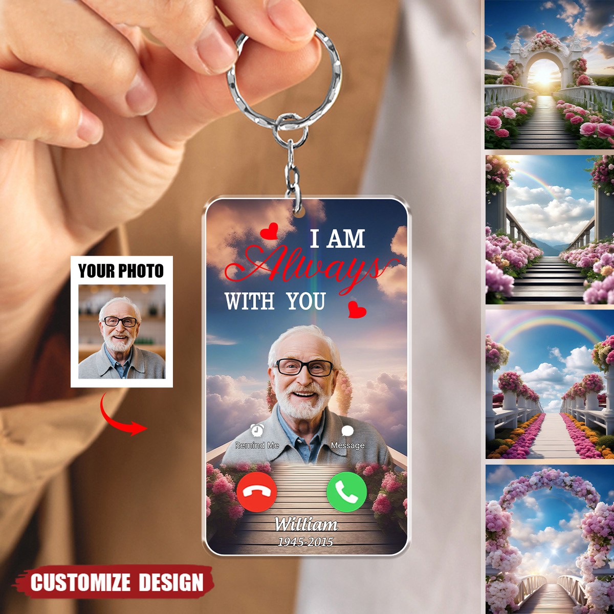 I Am Always With You - Custom Heaven Memroial Photo Acrylic Keychain