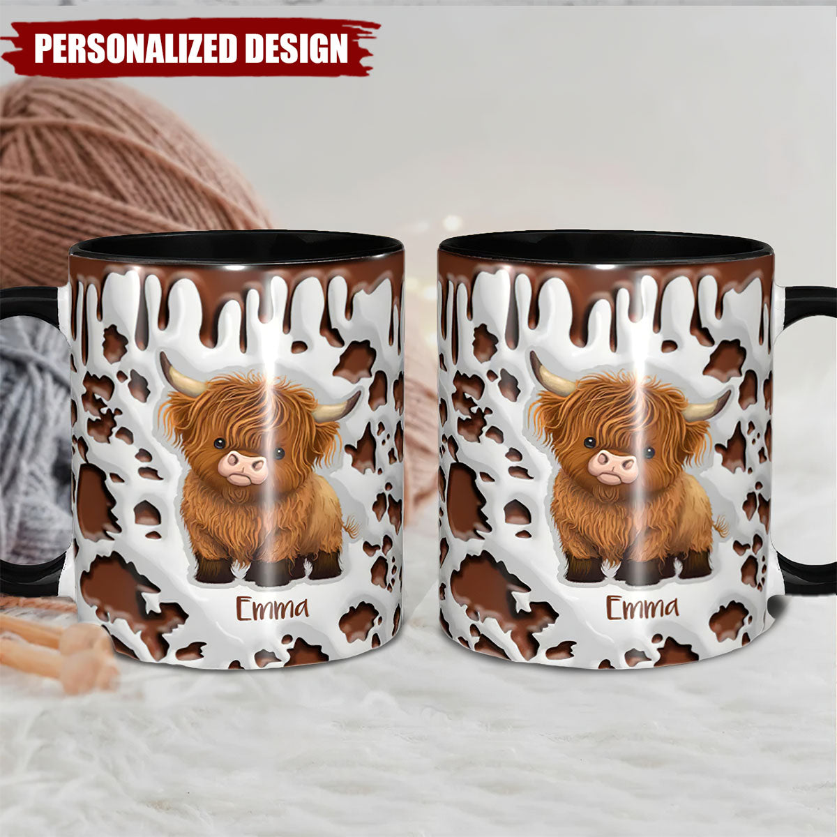 Personalized Cute Highland Cow Ceramic Mug-Gift for Highland Cow Lover