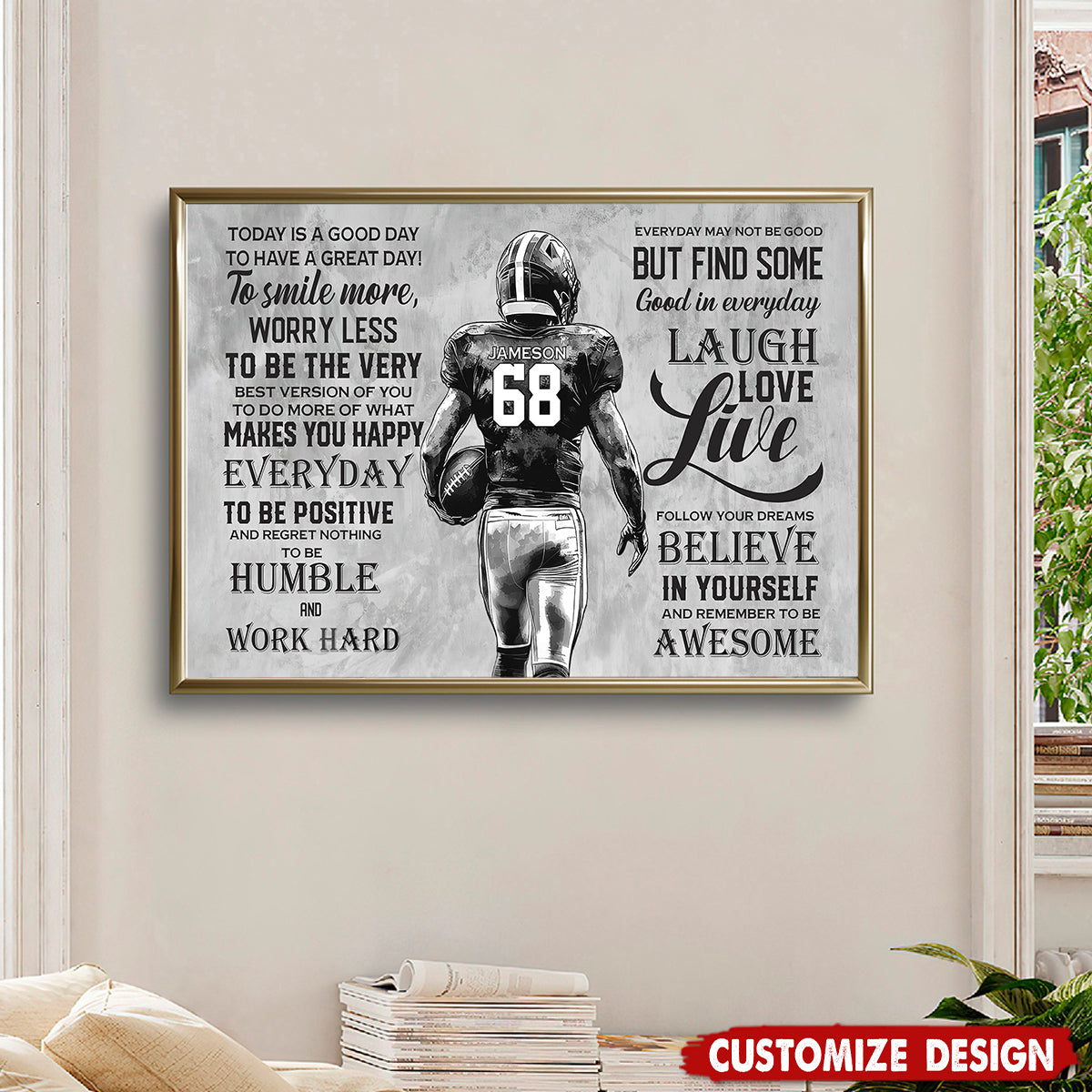 Today Is A Good Day-Motivational Personalized Football Boy Poster-Gift For Football Lovers