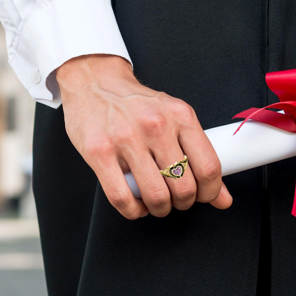 Personalized Engraved Graduation Heart Birthstone Ring, Graduation Gift