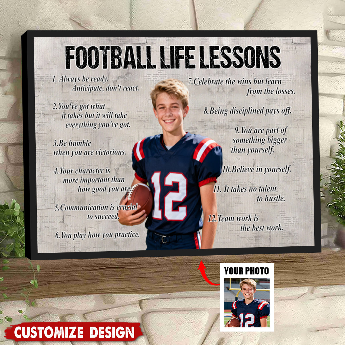 Personalized Upload Photo Football Life Lessons Poster - Gift For Football Lovers