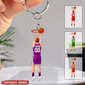 Personalized Back View Basketball Keychain - Gift For Basketball Lovers