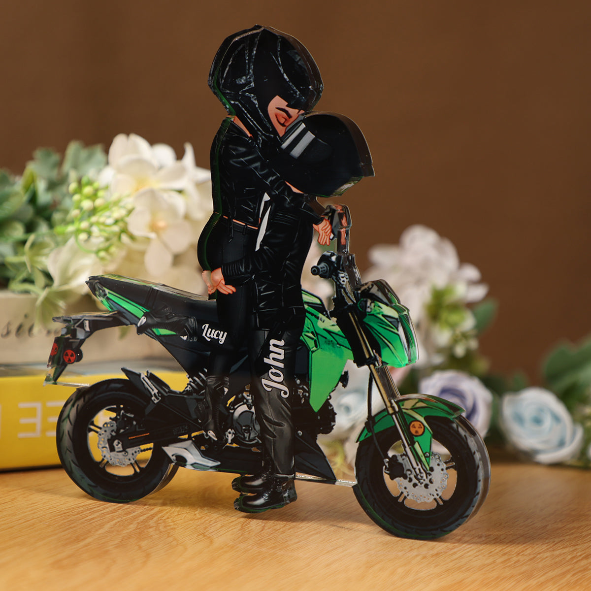 Motorcycle Kissing Doll Couple Personalized Acrylic Plaque
