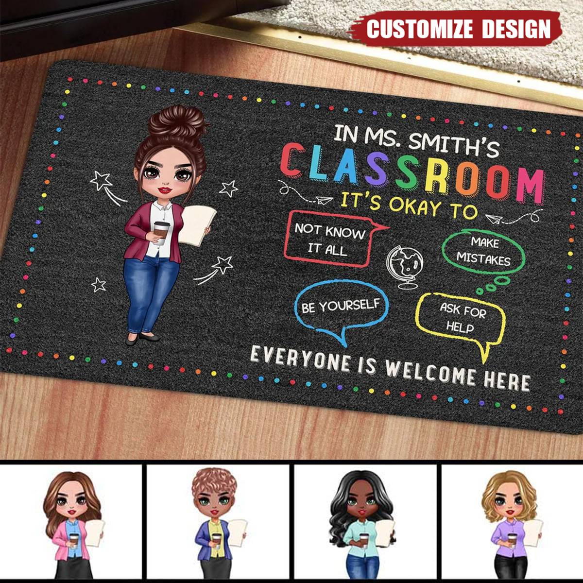 New Release-In Teacher Classroom It‘s Okay Everyone Is Welcome Here Personalized Classroom Doormat
