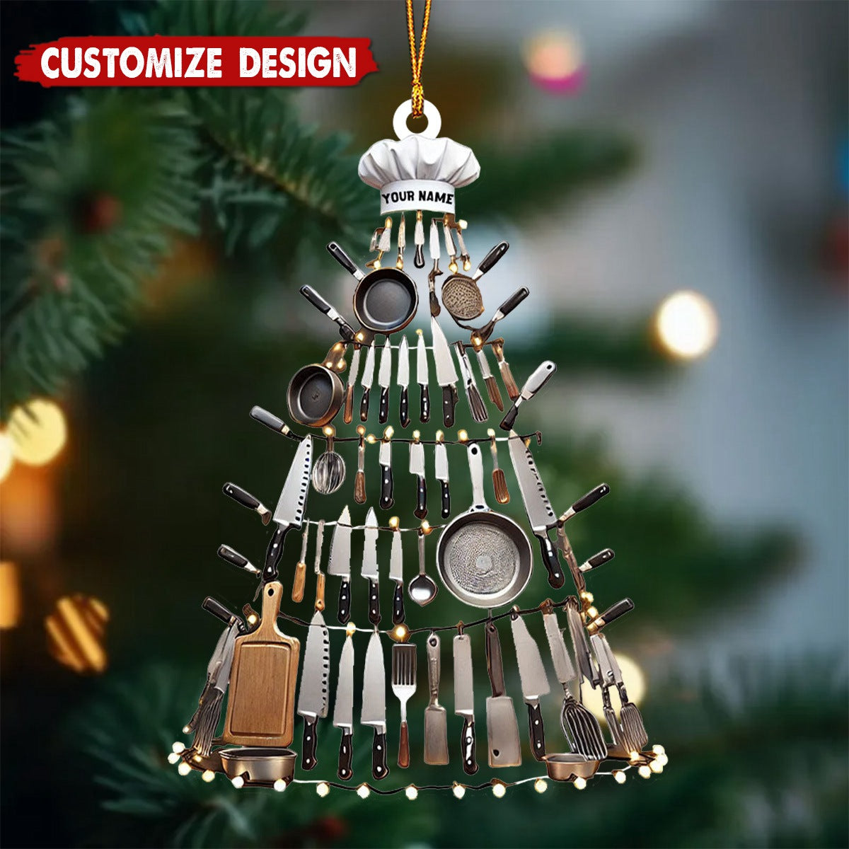 Personalized Kitchen Tool Christmas Tree Ornament, Gift for Chef, Housewife