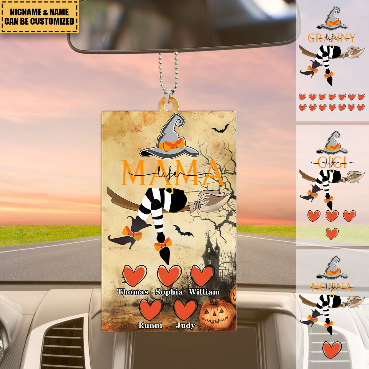 Personalized Grandma Life Witch With Grandkids Halloween Acrylic Ornament
