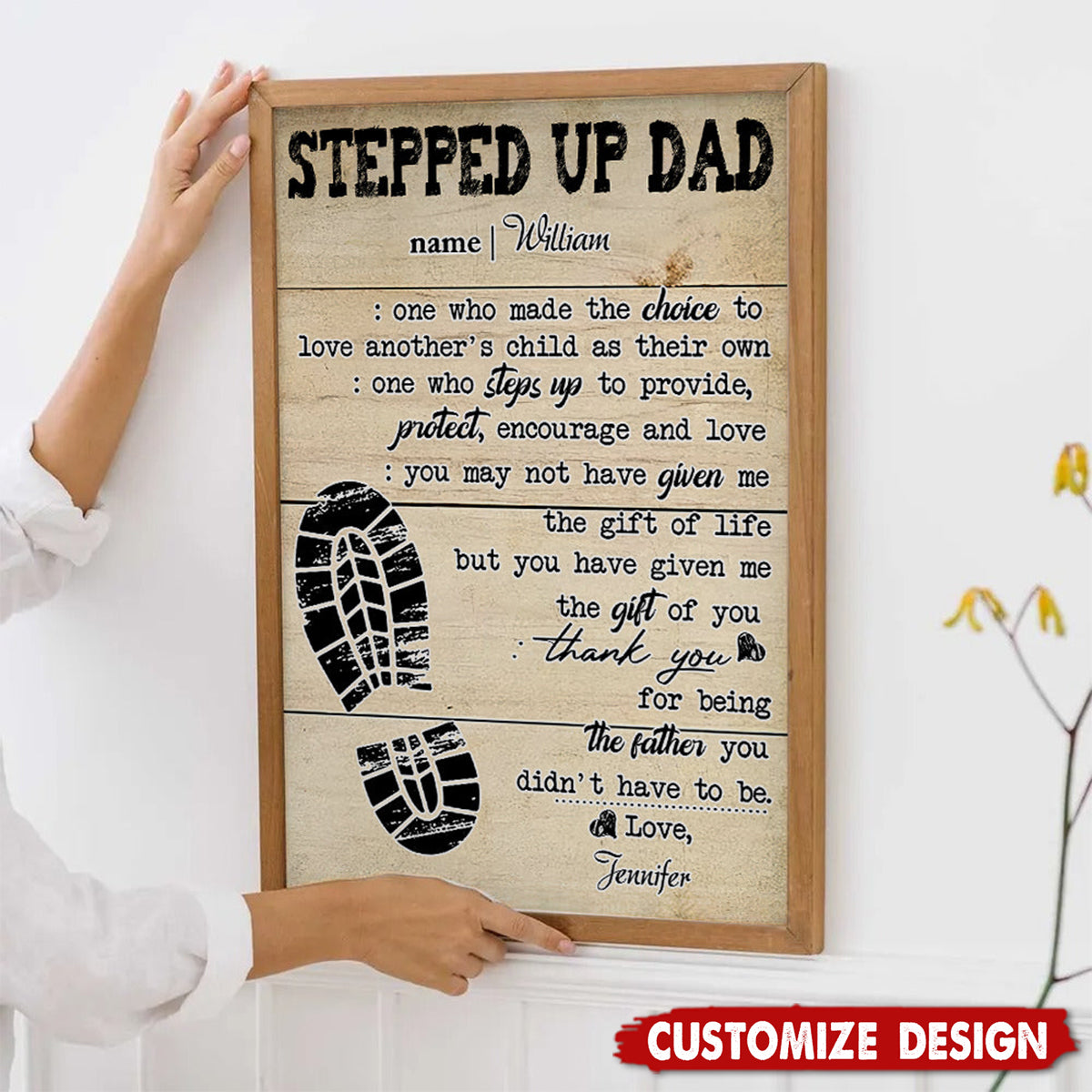 Personalized Stepped Up Dad Poster - Gift For Step Dad