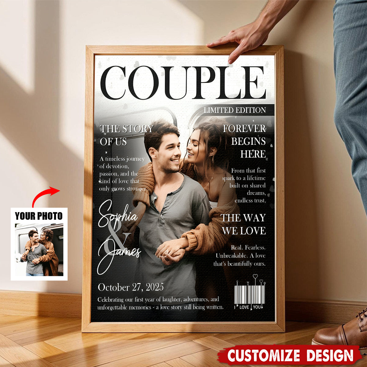 Personalized Love Story Couple Magazine Cover Canvas - Gift For Romantic Couple