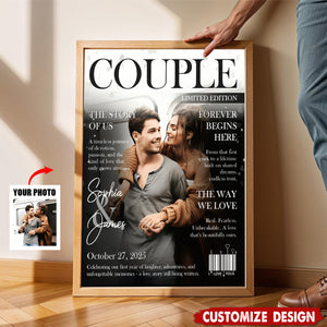 Personalized Love Story Couple Magazine Cover Canvas - Gift For Romantic Couple