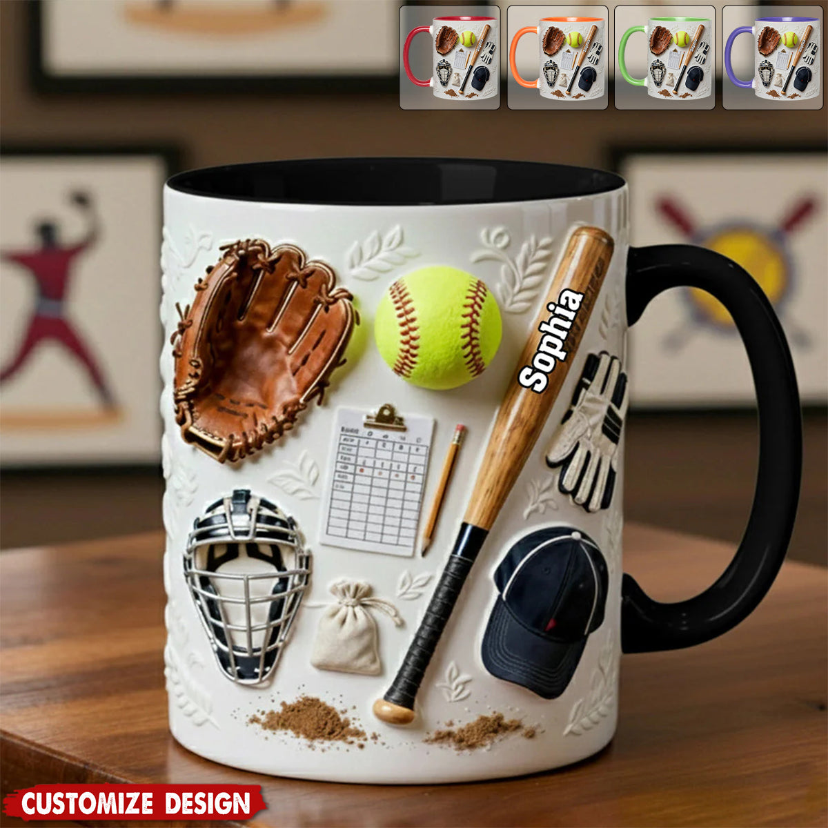 Love Softball - Personalized Softball Accent Mug