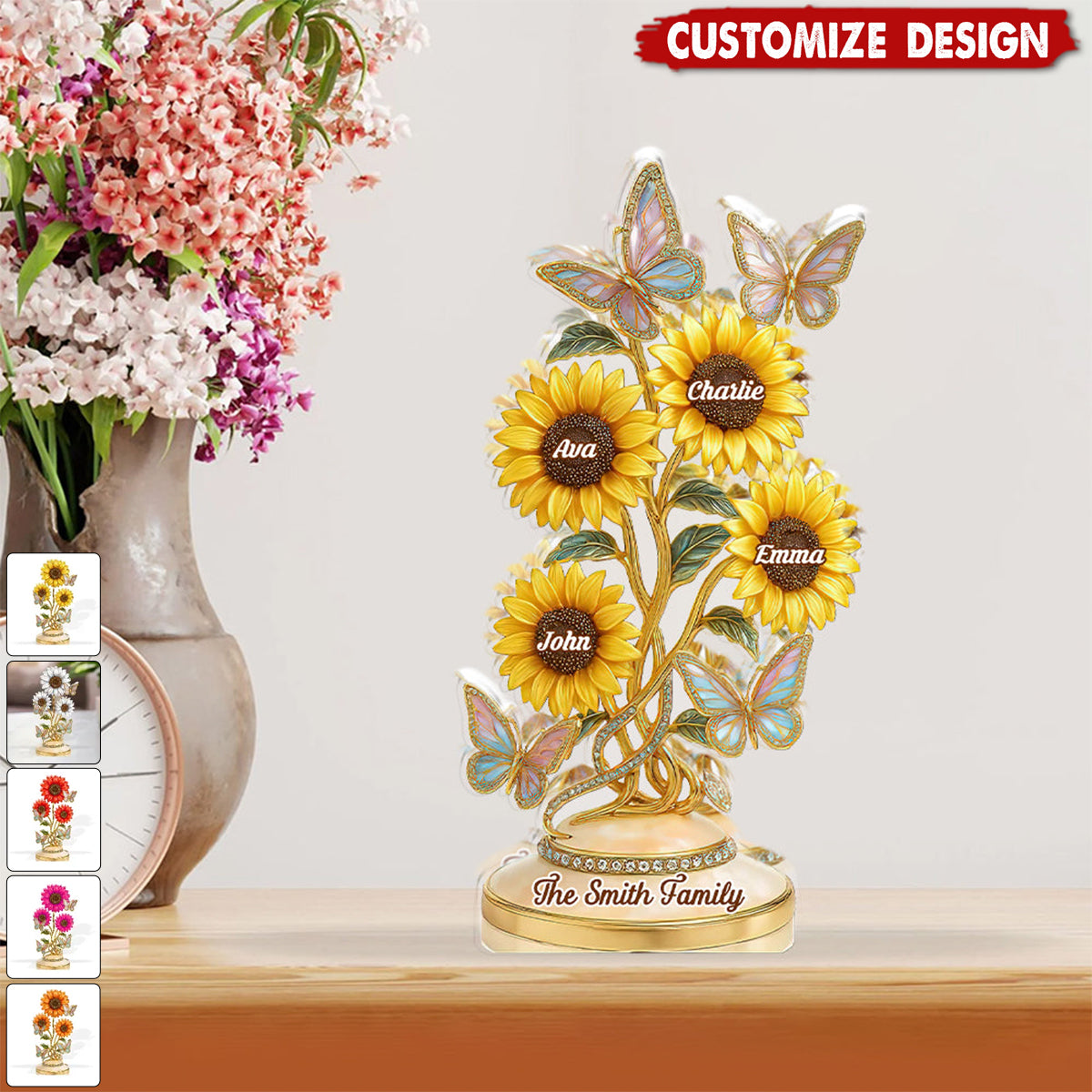 Our Family Sunflowers - Personalized Shaped Acrylic Plaque