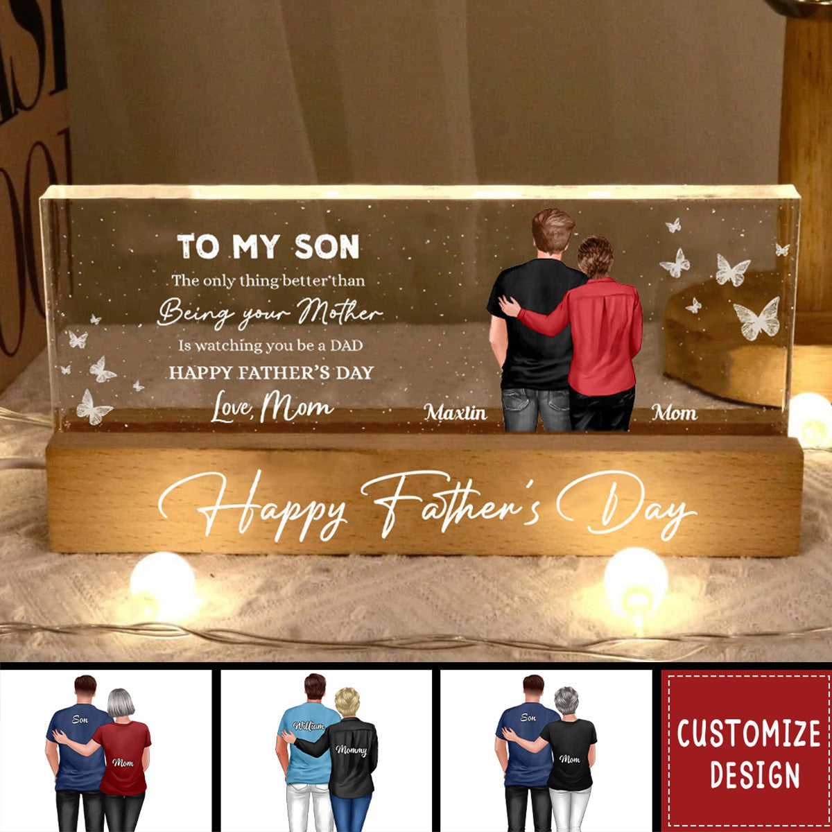 Heartfelt Father's Day Gift For Son, Grandson - Personalized Acrylic LED Night Light