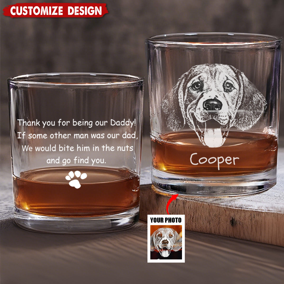 Thank You For Being My Daddy-Personalized Whiskey Glass-Father's Day Gift