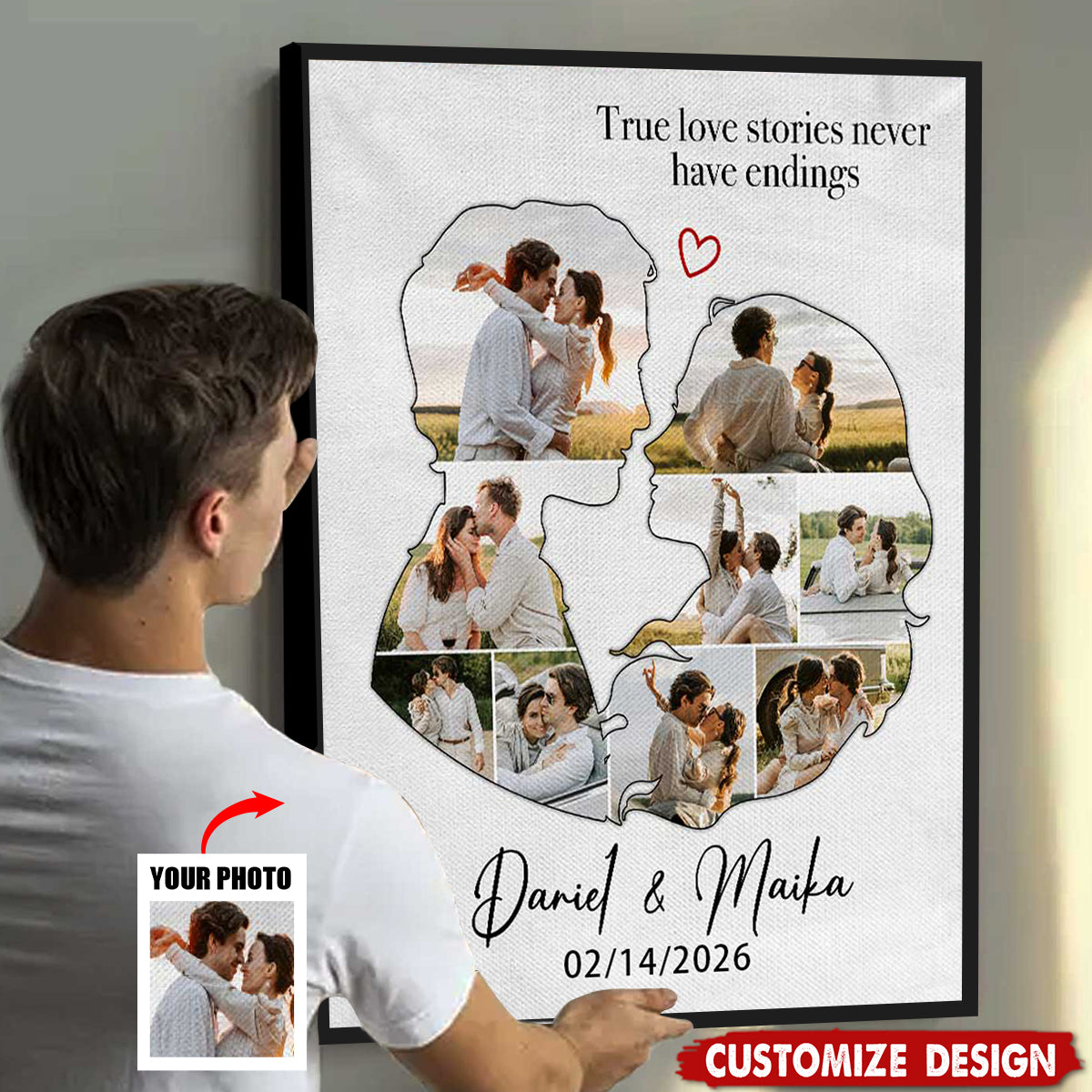 Personalized Couples Canvas Poster - Gift For Husband Wife, Couples