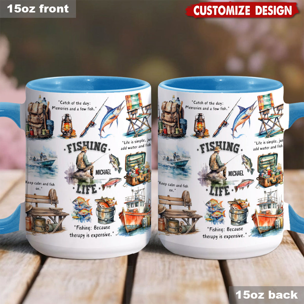 Personalized Fishing Accent Mug - Gift For Fishing Lovers