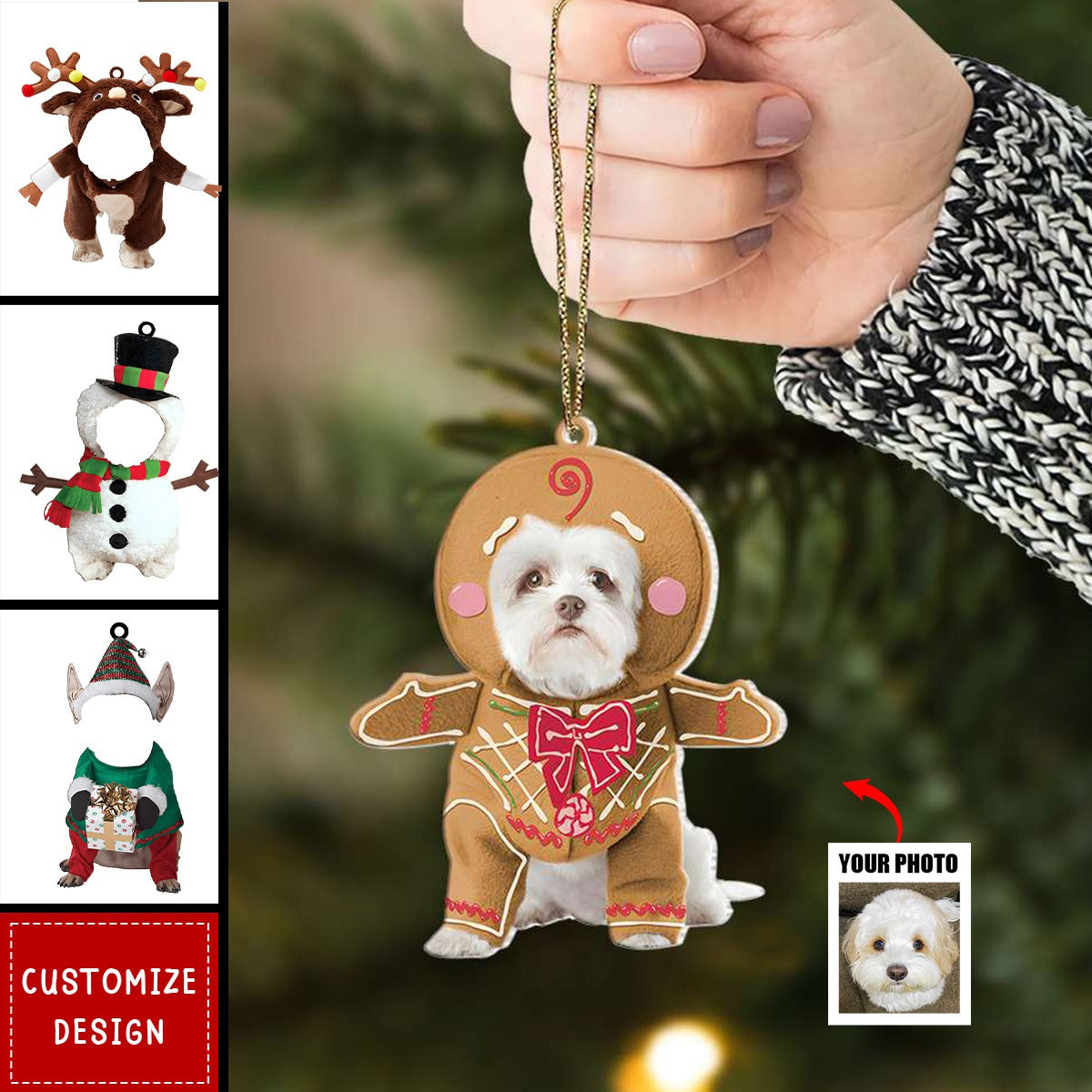 Personalized Dog Face Christmas Acrylic Ornament - 2024 New Release