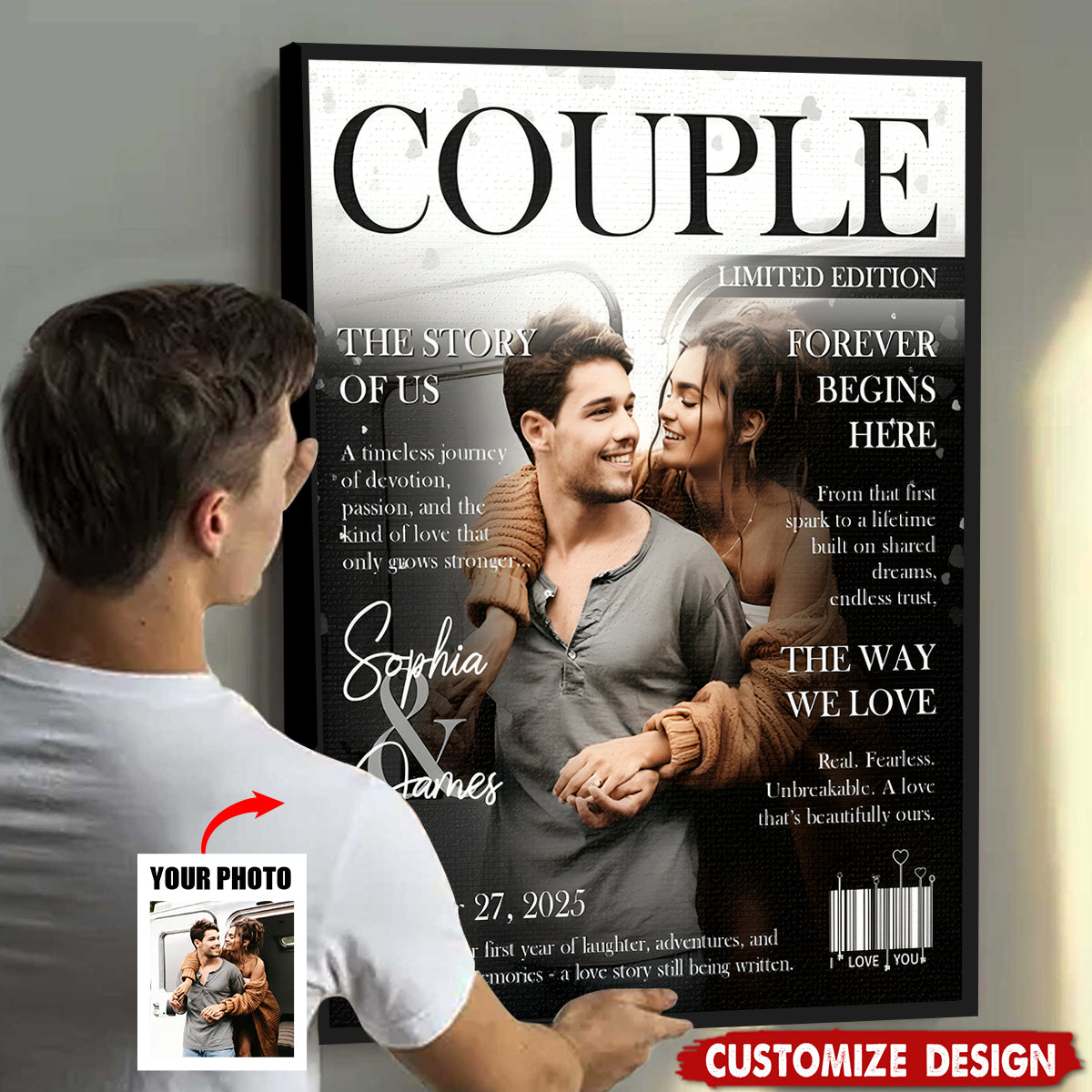 Personalized Love Story Couple Magazine Cover Canvas - Gift For Romantic Couple
