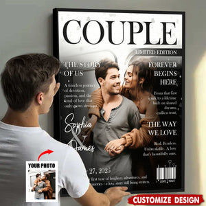 Personalized Love Story Couple Magazine Cover Canvas - Gift For Romantic Couple