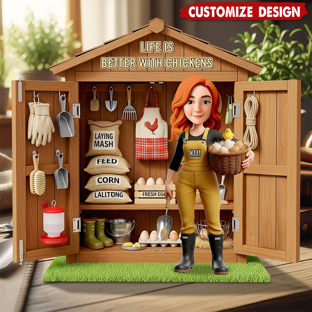 Chicken Girl Acrylic Plaque Personalized - Gifts For Farmers