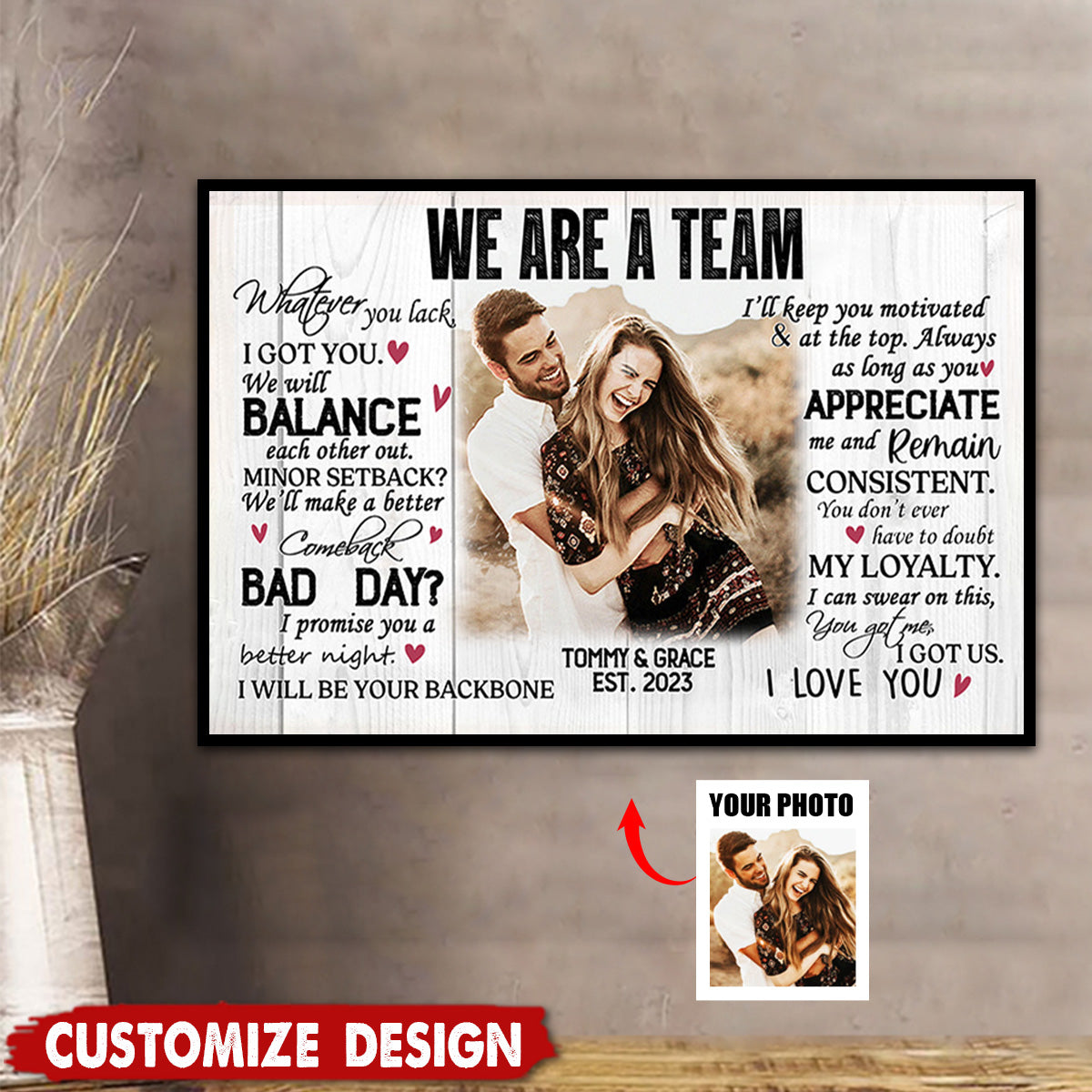 We Are A Team Personalized Couple Poster - Anniversary Gift For  Wife,Husband