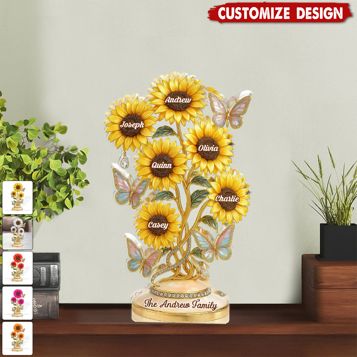 Our Family Sunflowers - Personalized Shaped Acrylic Plaque