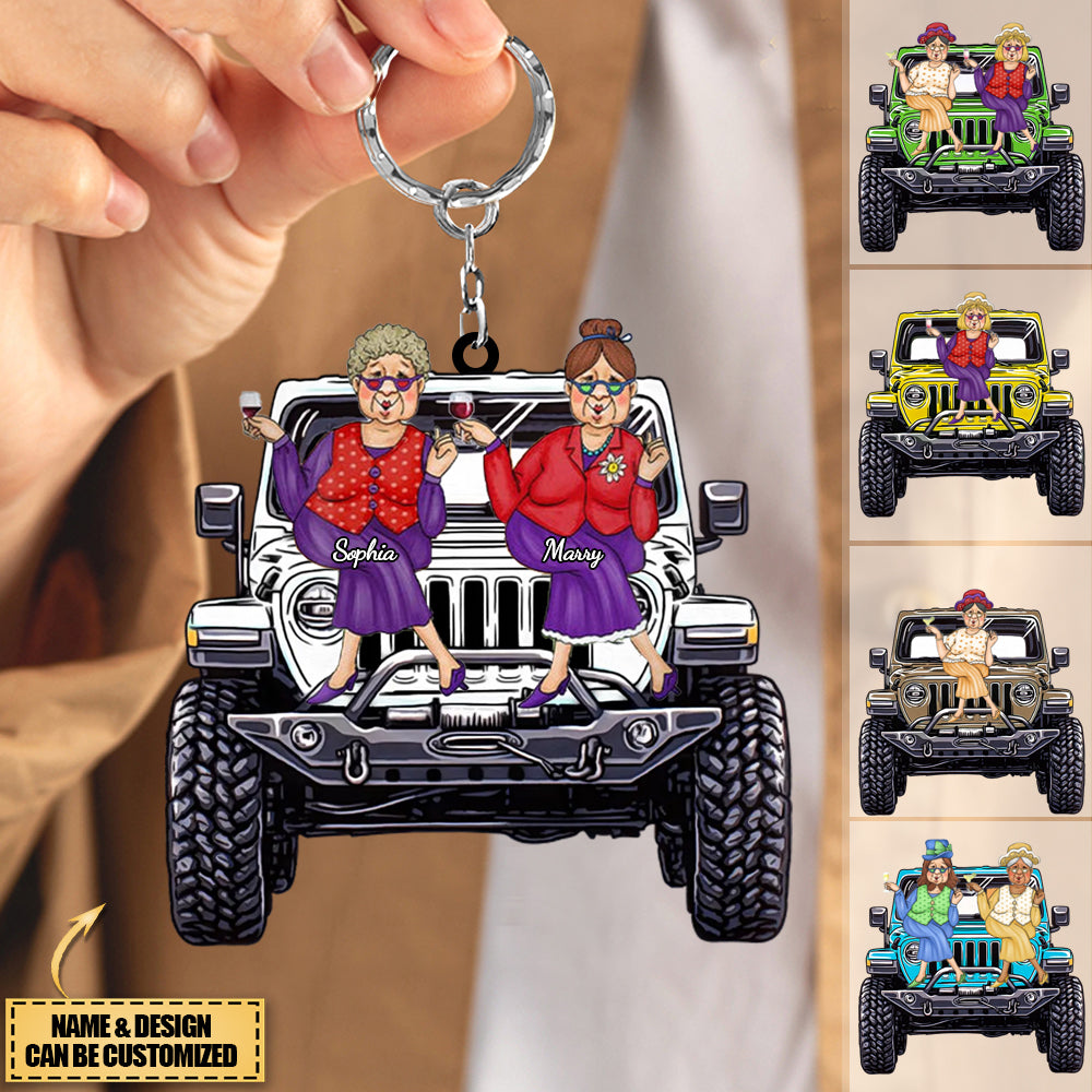 Smile A Lot More With Car Personalized Acrylic Keychain-Gift For Old Friends