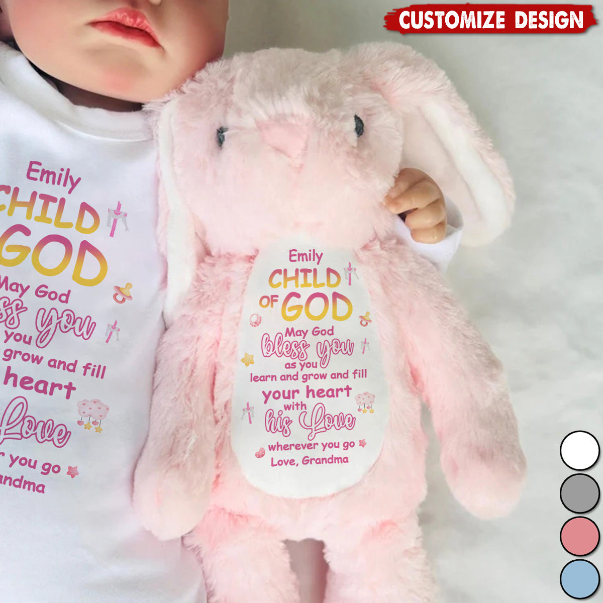 May God Bless You - Personalized Stuffed Bunny