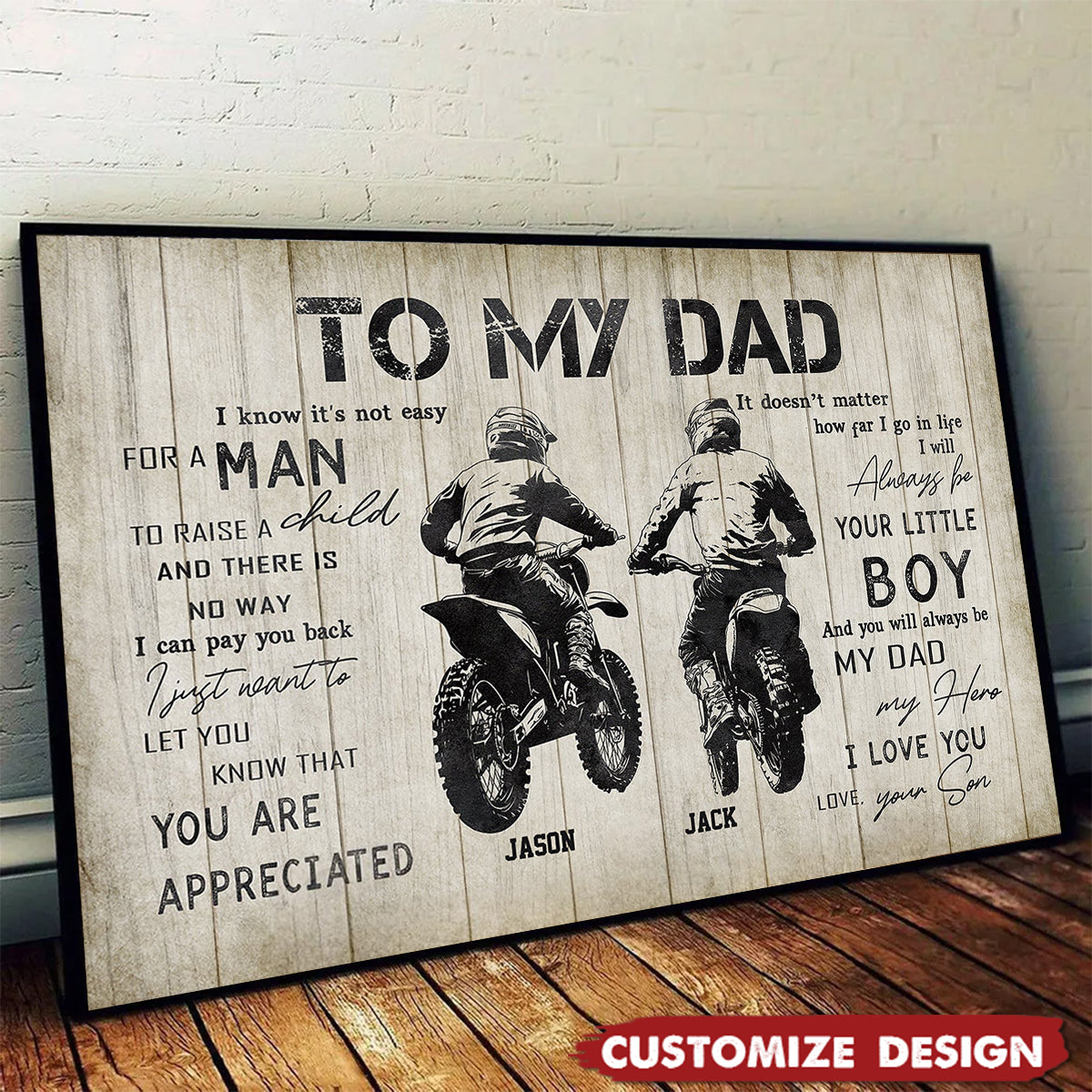 Personalized Motocross Dad Son Poster - Birthday,Father's Day Gift For Motocross Lovers
