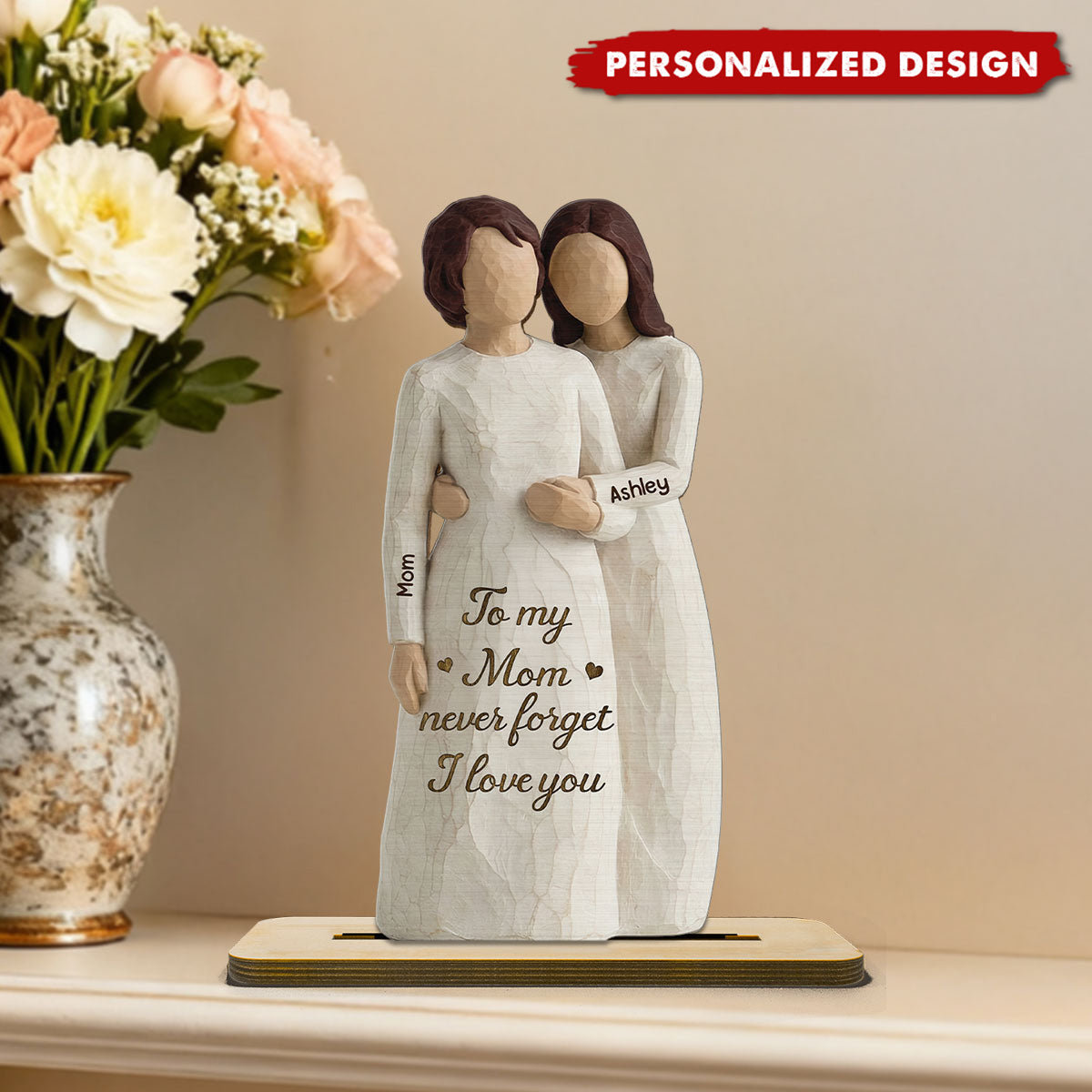 Mom Never Forget I Love You-Personalized Wooden Plaque-Mother's Day Gift For Mom