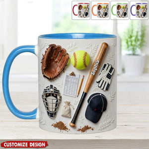 Love Softball - Personalized Softball Accent Mug