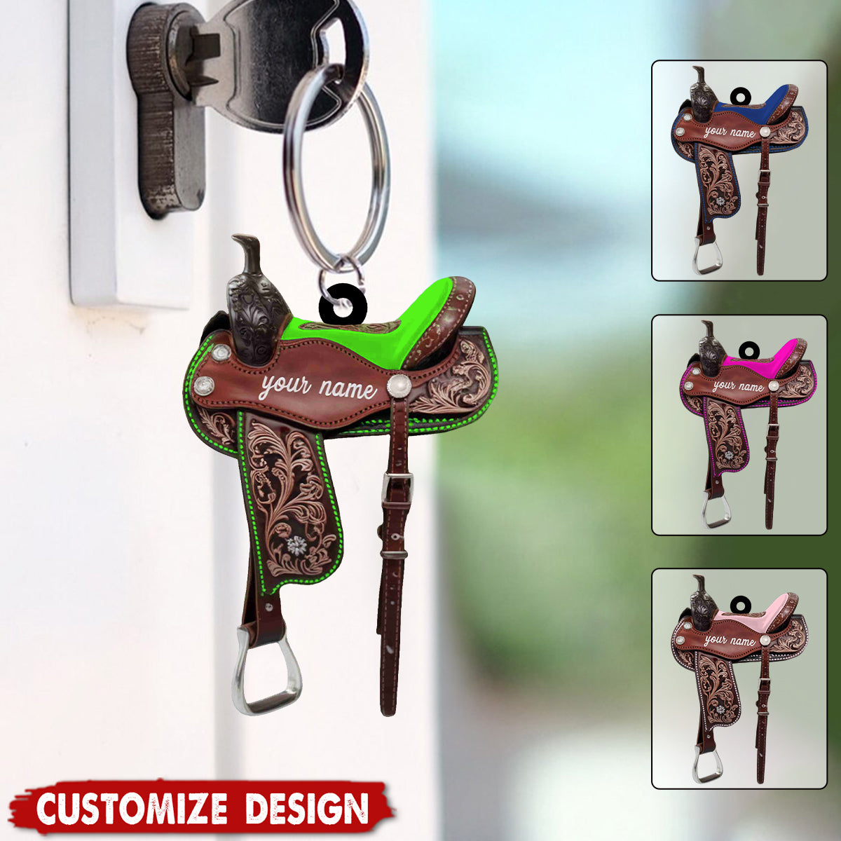Personalized Horse Saddle Keychain - Gift for Western Lovers,Horse Lovers,Cowboy