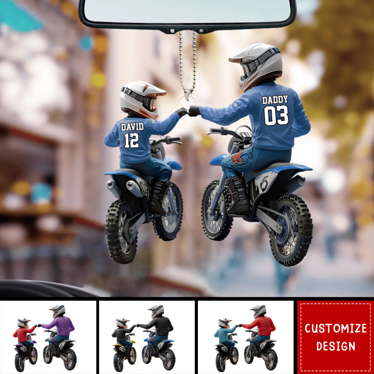 Dirt Bike Dad And Kid - Personalized Dirt Bike Personalized Car Ornament
