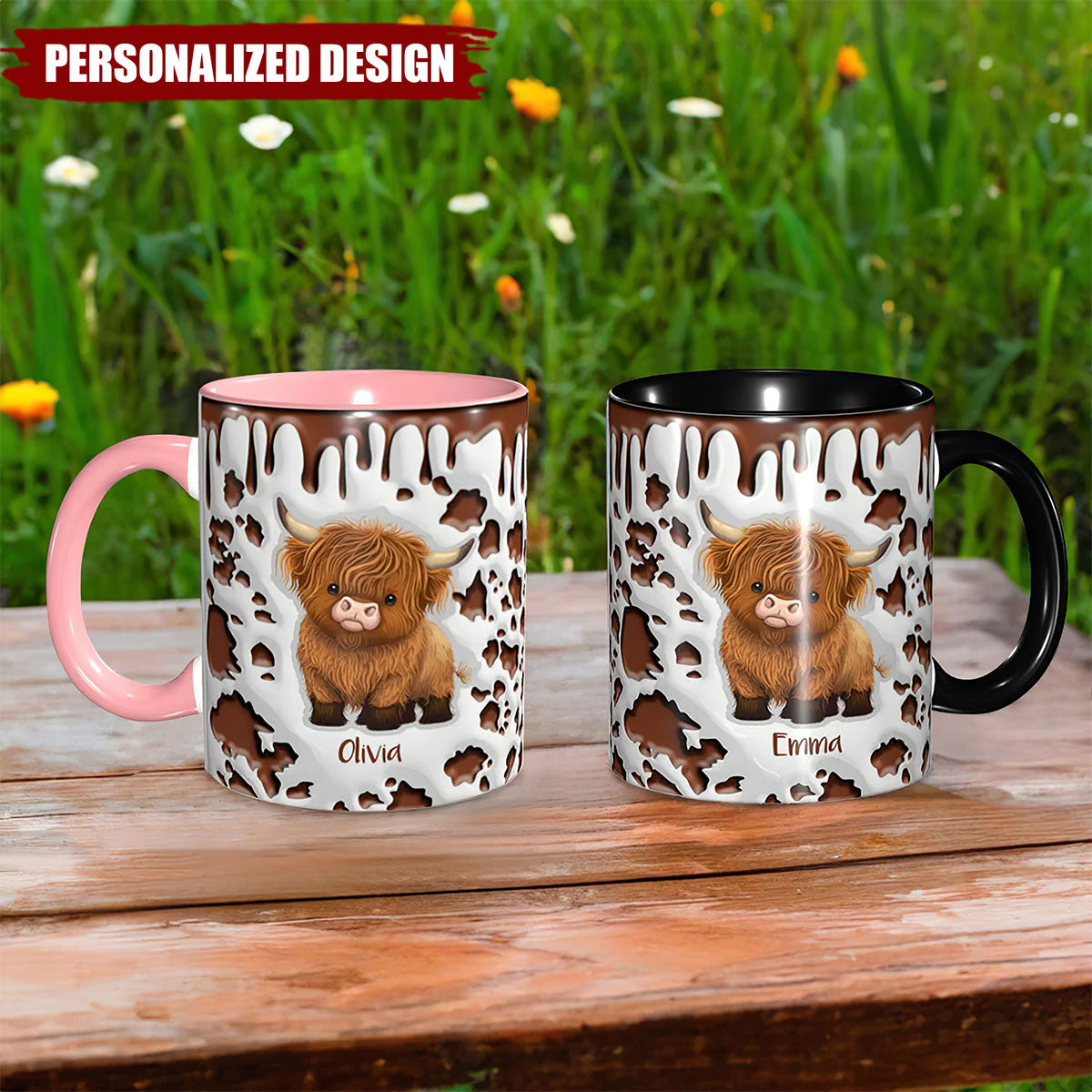 Personalized Cute Highland Cow Ceramic Mug-Gift for Highland Cow Lover