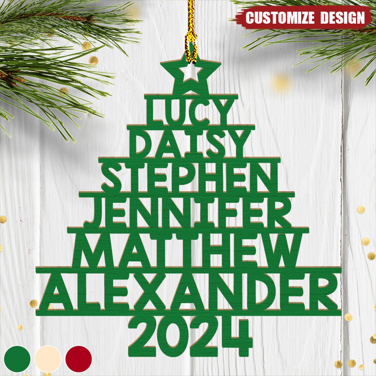 2024 New Release Personalized Family Name Wood Ornament