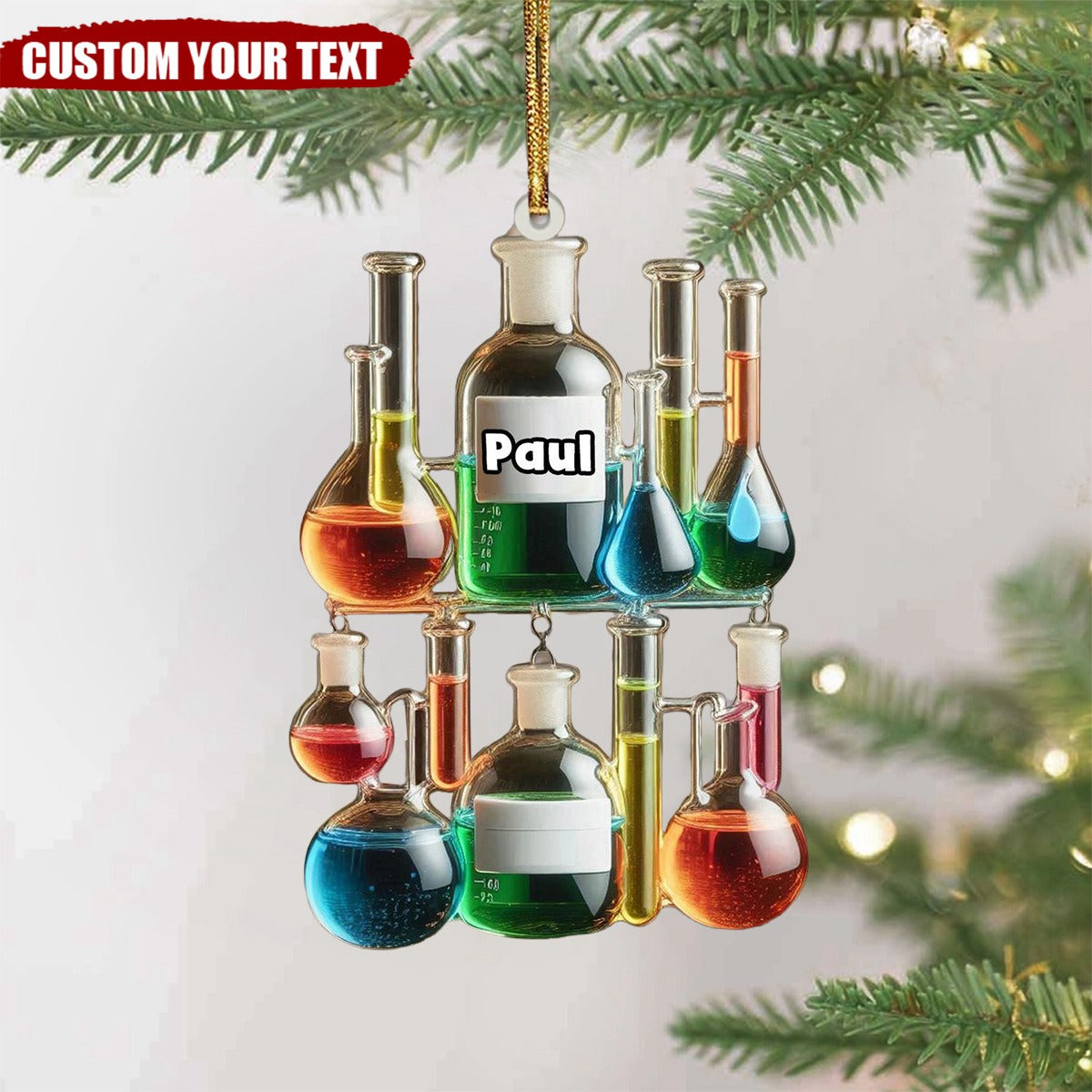 Personalized Glass Chemistry Christmas Ornament  Gift for Teacher- 2024 New Release