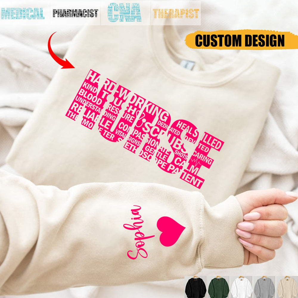 Personalized Nurse Word Art Sweatshirt