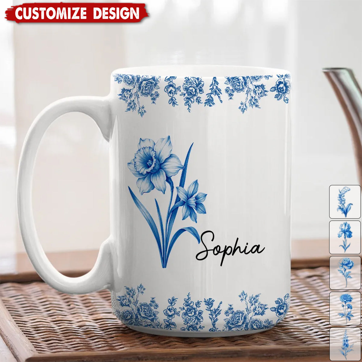 Friends Are Flowers That Never Fade Toile - Personalized Coffee Mug