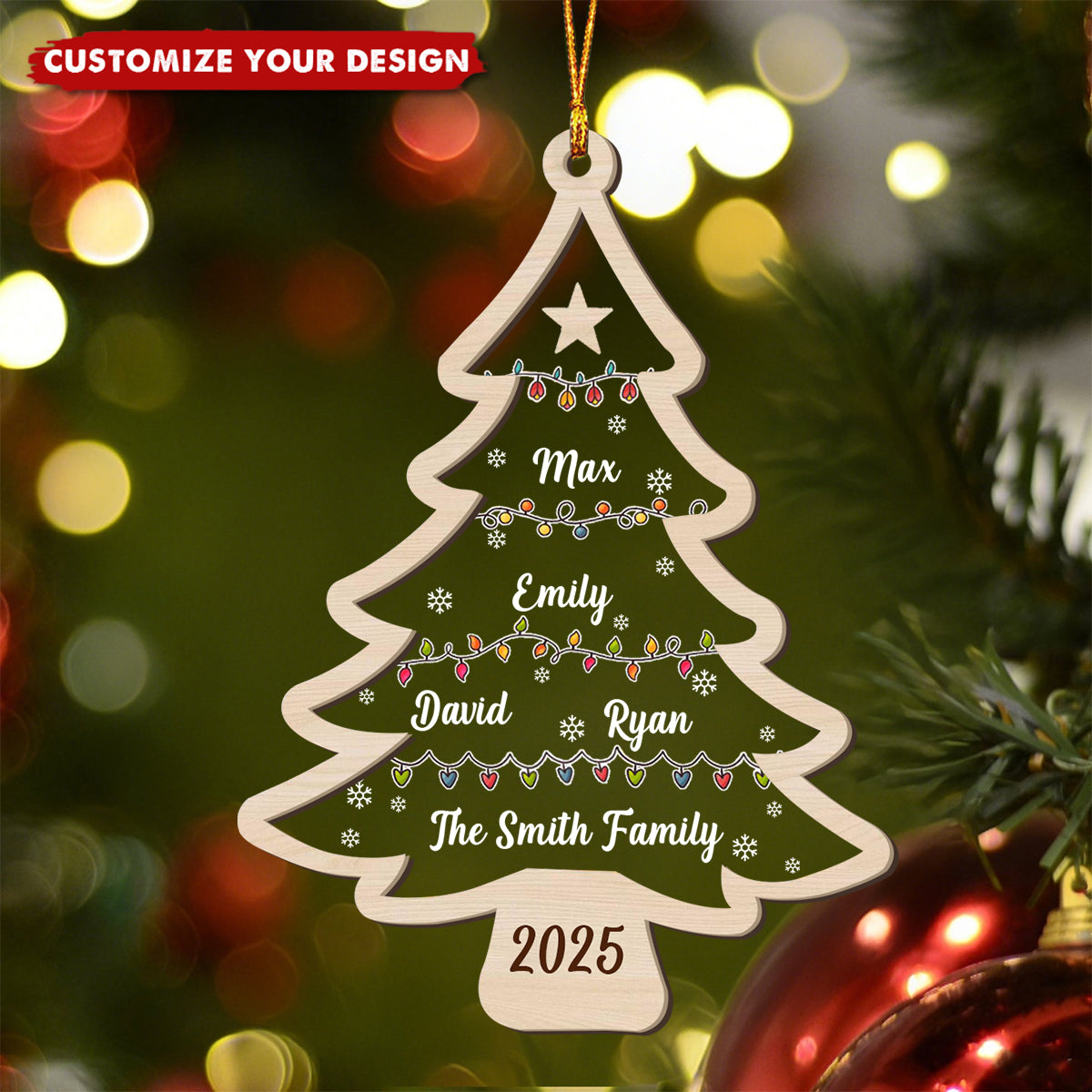 Wish You A Wonderful Christmas - Family Personalized Tree Ornament 2025