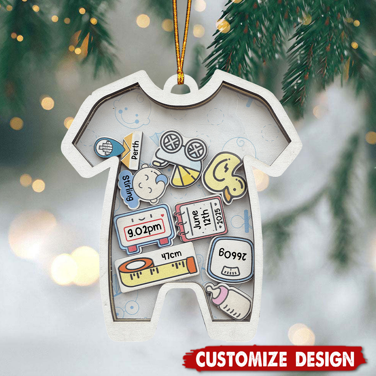 Baby's First Christmas Ornament Gifts - Personalized Wooden Baby Ornament