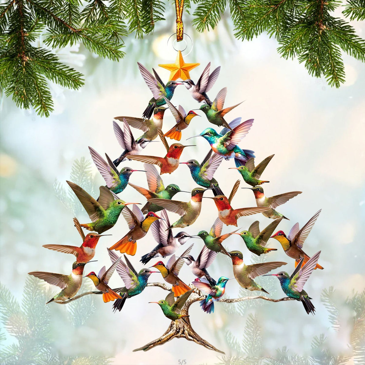 Hummingbird Christmas Tree Ornament, Gift For Bird Lovers - New Release