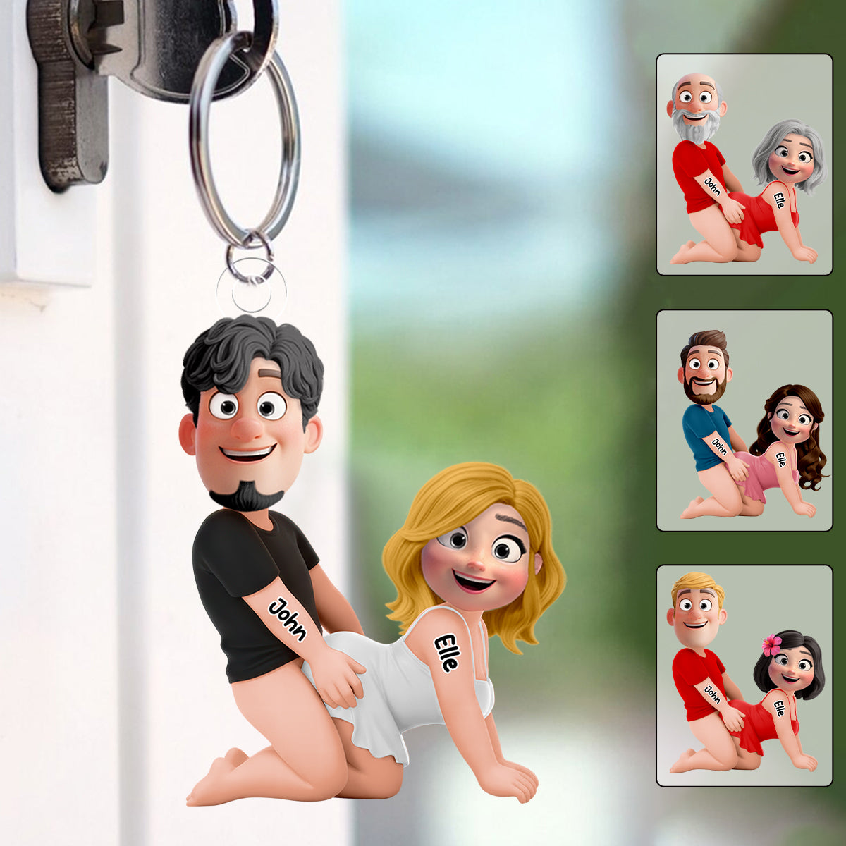 Naughty Personalized Couple Keychain - Gifts For Couple