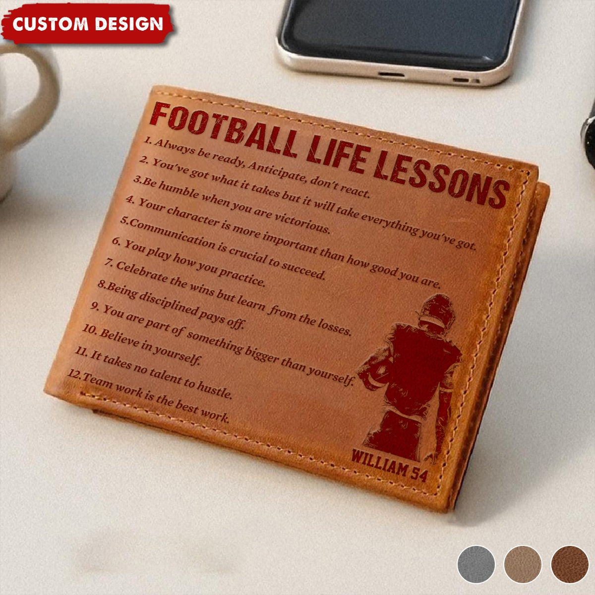 Personalized American Football Leather Wallet - Gift American Football Lovers