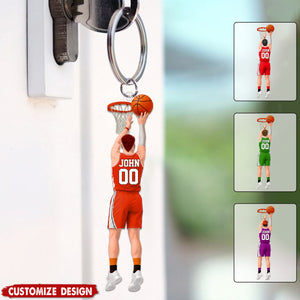 Personalized Back View Basketball Keychain - Gift For Basketball Lovers