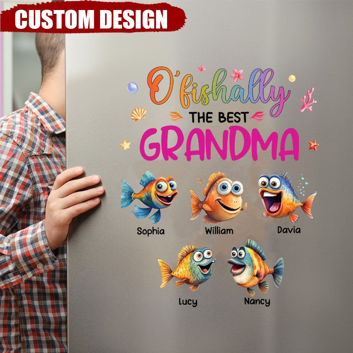 Funny Gift O'fishally Grandma Personalized Decal Sticker