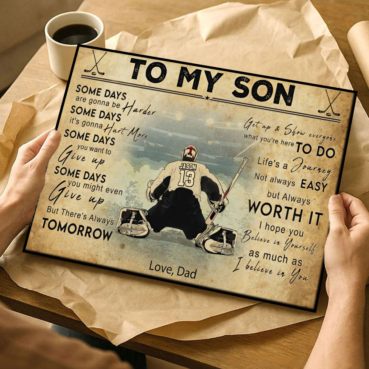 Custom Personalized Ice Hockey Poster, Gifts For Hockey Goalies