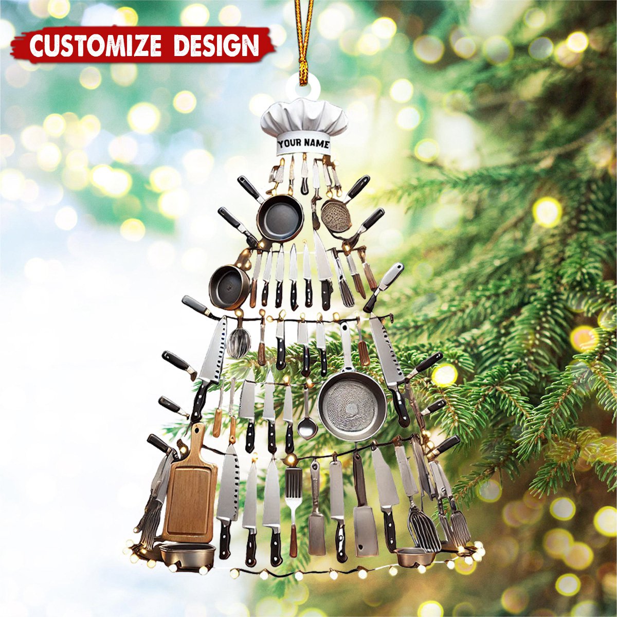Personalized Kitchen Tool Christmas Tree Ornament, Gift for Chef, Housewife